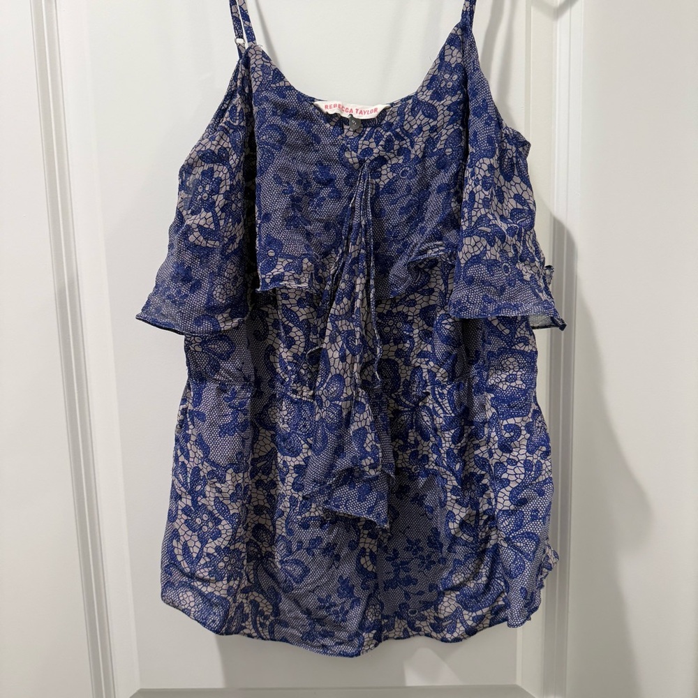 Rebecca Taylor 100% Silk lace top size 6
